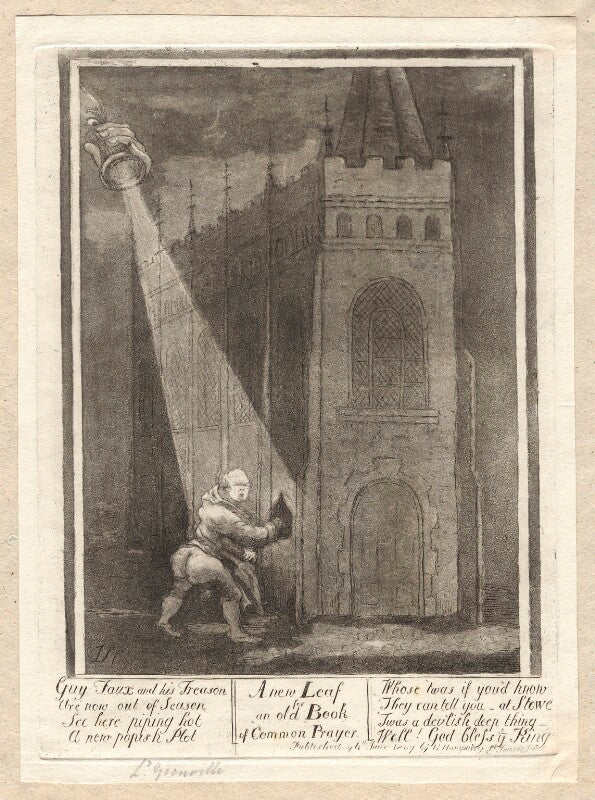 'a new leaf for an old book of common prayer' (king george iii; george nugent temple grenville, 1st marquess of buckingham) npg d9655