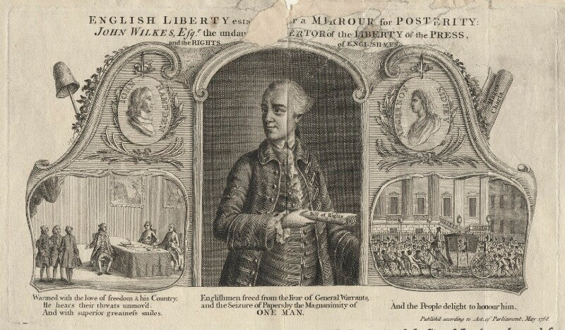 John wilkes ('english liberty established or a mirrour for posterity') npg d21661