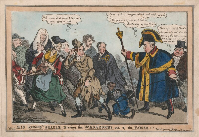 His honor the beadle driving the wagabonds out of the parish!!! npg d48840