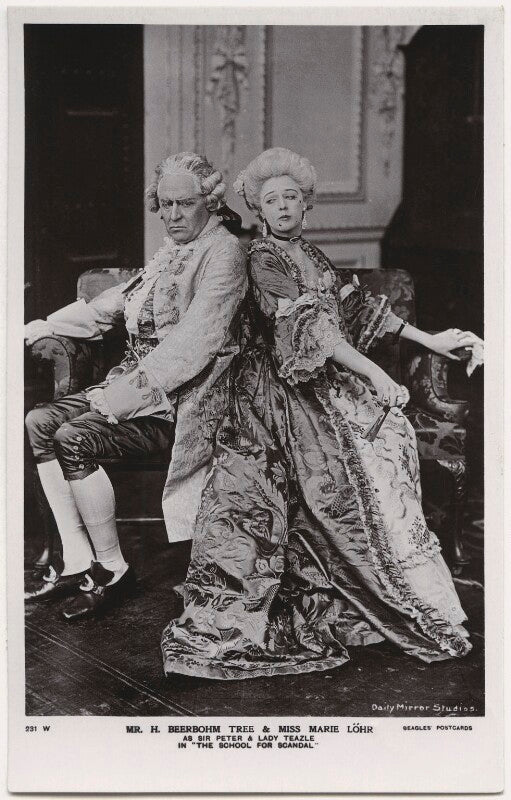 Sir herbert beerbohm tree as sir peter teazle; marie löhr (lohr) as lady teazle in 'the school for scandal' npg x8733