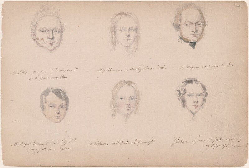 Miss powell; mr vizer; mr boyce connaught; miss dickenson; mrs goskar lynn and an unknown man npg d23313(4)
