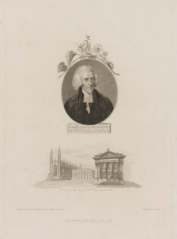 Thomas martyn with 'view of king's college chapel, the public library and senate house' npg d38302