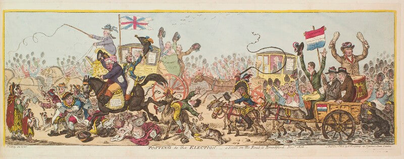 'posting to the election,   a scene on the road to brentford, novr 1806' npg d13113