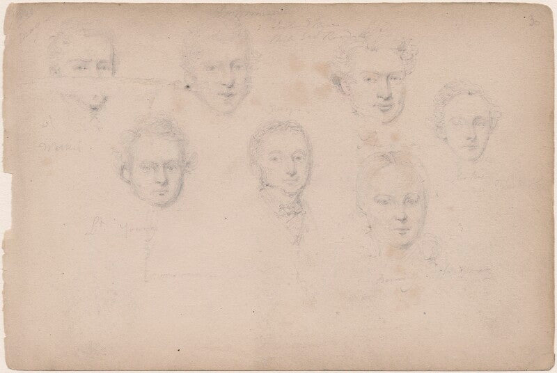 Watkins; lieutenant young and five unknown sitters npg d23313(54)