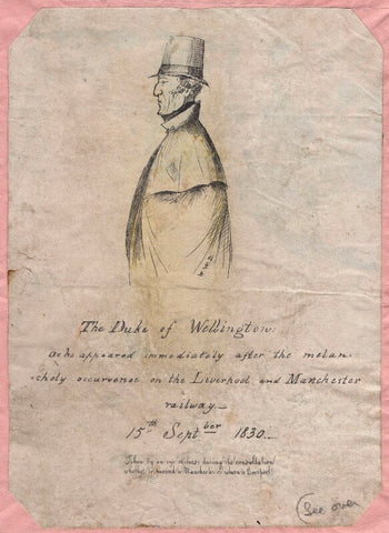 'The Duke of Wellington as he appeared immediately after the melancholy occurence on the Liverpool and Manchester railway - 15th Sept 1830' NPG D7597