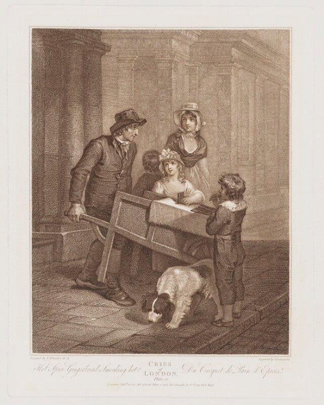 Cries of london plate 12 hot spice gingerbread smoaking hot! du croquet de pain d'epices! npg d49494