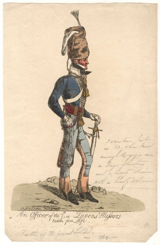 Sir edward kerrison, 1st bt ('an officer of the 7th, or queen's hussars. taken from life') npg d13486