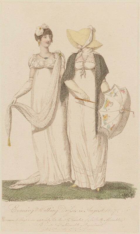 'evening & walking dresses in august 1807' npg d47508