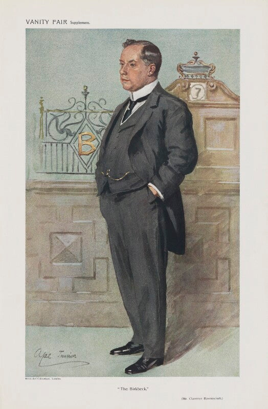 Clarence francis ravenscroft ('men of the day. no. 1261. "the birkbeck."') npg d45591