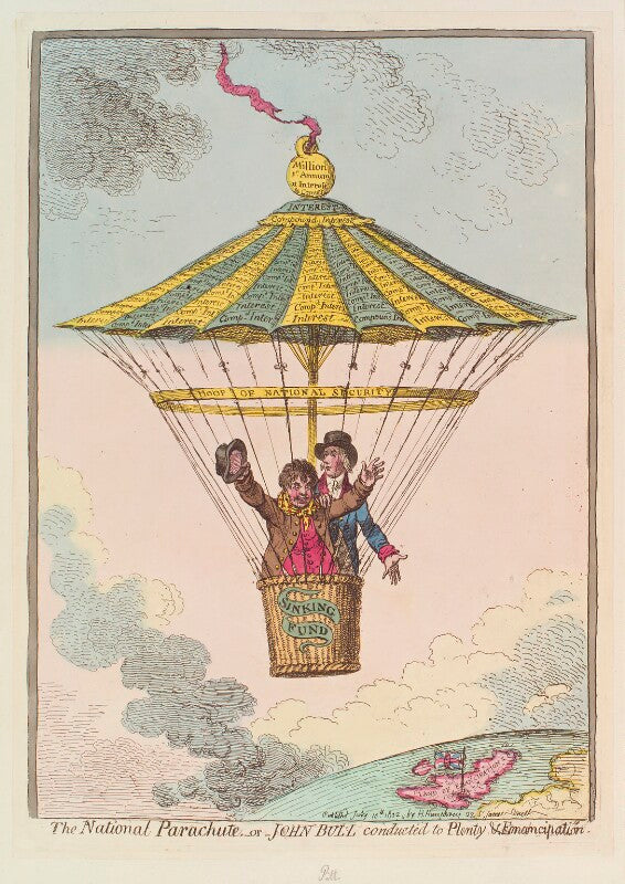 William pitt ('the national parachute,   or   john bull conducted to plenty and emancipation') npg d12791