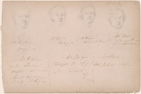 Mr Peyton; Dr Patch; Mr Piper; Mr Carr with sketchbook notes NPG D23313(24)