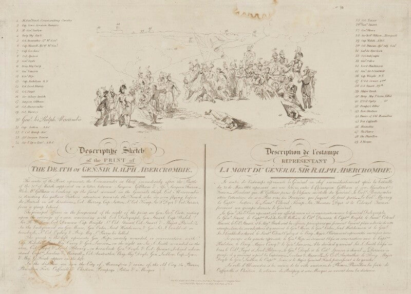 Descriptive sketch of the print of the death of gen: sir ralph abercrombie npg d13765