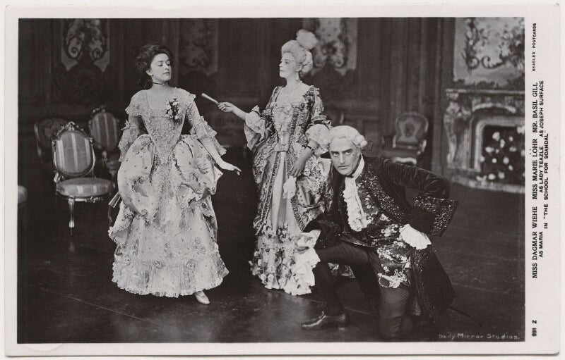 Dagmar gladys wiehe as maria; marie löhr (lohr) as lady teazle; basil gill as joseph surface in 'the school for scandal' npg x8737