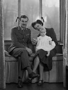 (Una Sheila) Colleen Nye (née Knox) and Sir Archibald Edward Nye with their daughter, Harriet Mary Sheila Newton-Clare (née Nye) NPG x73197
