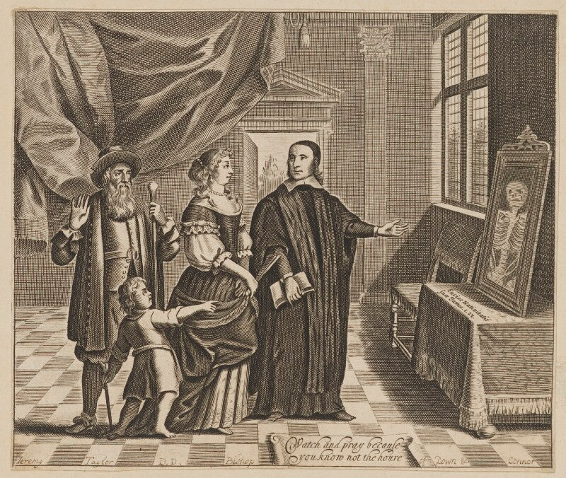 Jeremy taylor with figures representing youth, maturity and old age npg d40843