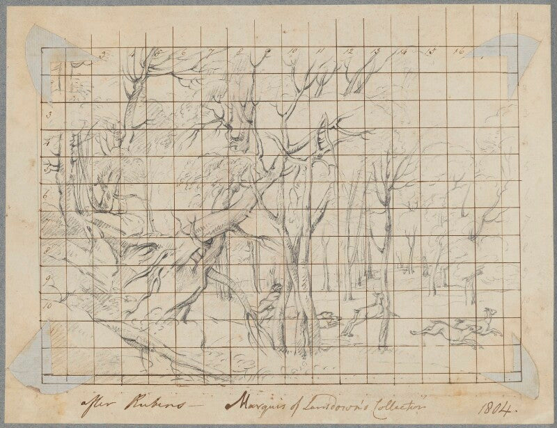 'forest at dawn with a deer hunt' npg d17468