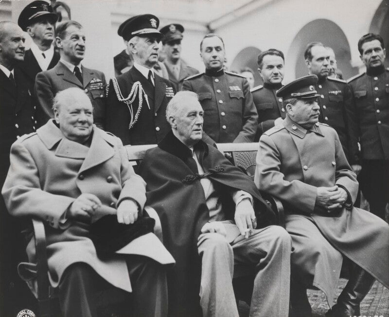 Winston churchill, franklin roosevelt and joseph stalin at the yalta conference npg x199337