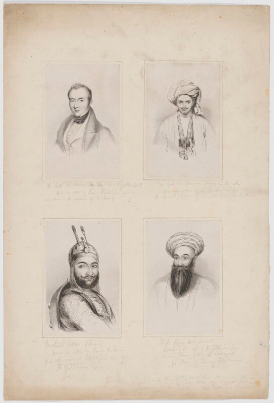 Sir william hay macnaghten, bt; sir alexander burnes; akbar khan (mahomed akber khan); shah shooja ool moolk npg d38122