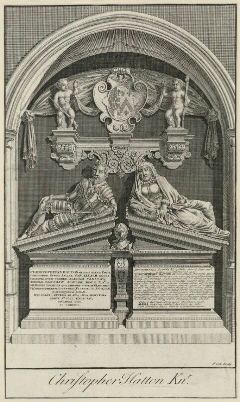 Monument to sir christopher hatton and alice hatton (née fanshawe) in westminster abbey npg d35579