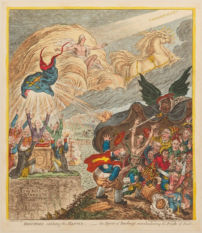 'disciples catching the mantle:   the spirit of darkness overshadowing the priests of baal' npg d13116