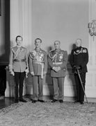 Thomas William Edward Coke, 5th Earl of Leicester of Holkham; Sardar Shah Wali Khan; Mohammad Daud Khan; Frederick Herbert Willasey-Wilsey NPG x130724