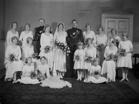 Ruby Erskine (née de la Rue), Sir George Watkin Eben James Erskine and wedding party NPG x137278