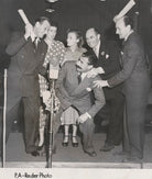 The cast of 'Much-Binding-in-the-Marsh' during rehearsal (Richard Bernard ('Stinker') Murdoch; Diana Morrison; Barbara Leigh; Sam Costa; Kenneth Horne; (William) Maurice Denham) NPG x198426