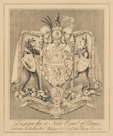 'Design for a New Coat of Arms. Dedicated to Mothers Wood, Windsor & Co. & all the Fancy Queens.' NPG D17907a