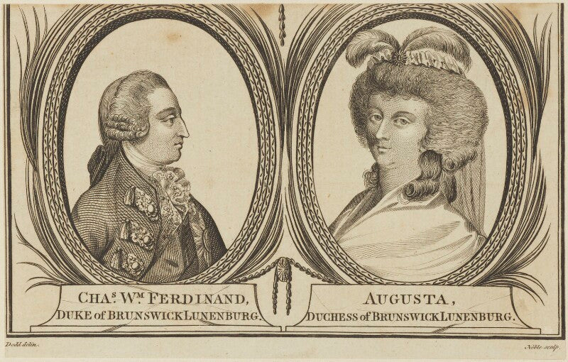Karl wilhelm ferdinand, duke of brunswick wolfenbüttel; princess augusta charlotte, duchess of brunswick wolfenbüttell npg d15377