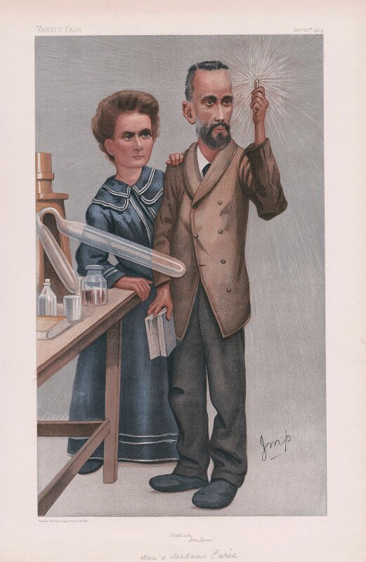 Marie curie, pierre curie ('people of the day. no. 1 "radium   jehu junior"' npg d45254