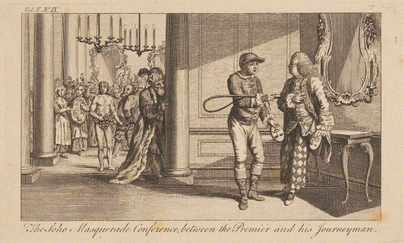 'the soho masquerade conference, between the premier and his journeyman' npg d14012