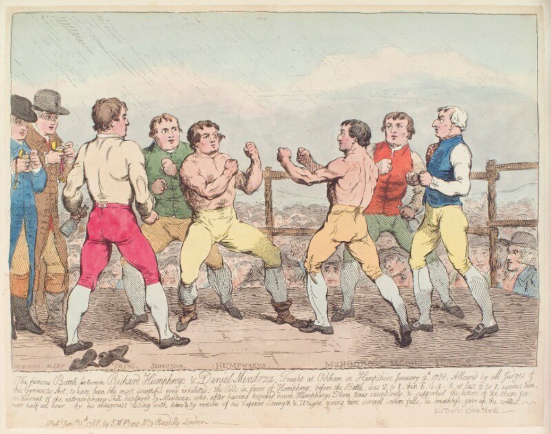 'the famous battle between richard humphreys and daniel mendoza...' npg d12369