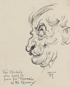 Comic sketch; 'The Model who used to pose for "Kernels in the Harmy."' (Unknown sitter) NPG D43206