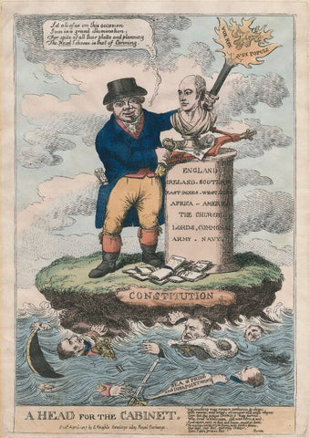 'A Head for the Cabinet' (John Bull; George Canning; Arthur Wellesley, 1st Duke of Wellington: John Scott, 1st Earl of Eldon) NPG D48687