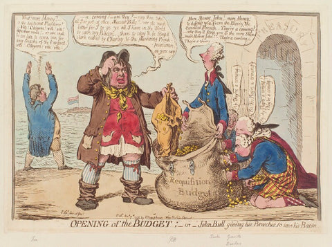 'Opening of the budget; - or - John Bull giving his breeches to save his bacon' NPG D12583