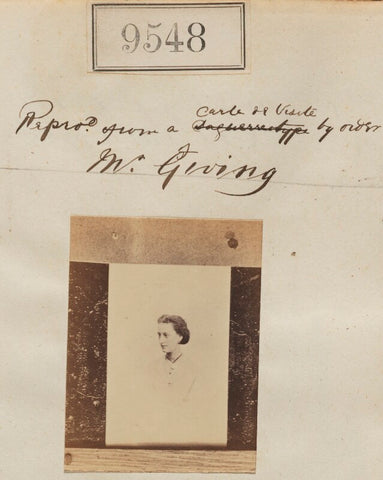 'Reproduction from a carte de visite by order Mr Giving' NPG Ax59330