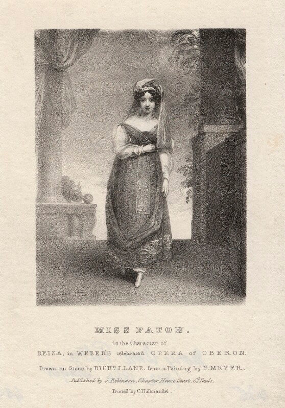 Mary ann paton (mrs wood) as reiza in weber's 'oberon' npg d8524