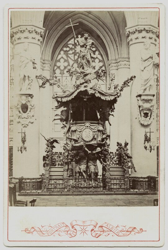 View of the pulpit in the cathedral of st michael and st gudule, brussels npg ax46218
