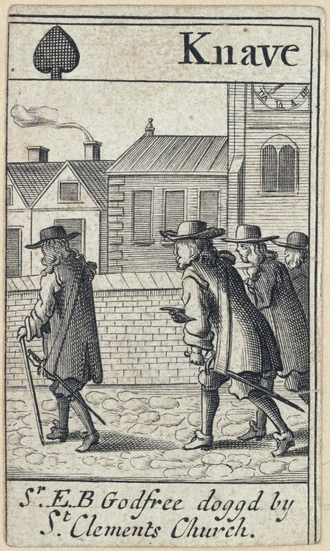 'sr. e.b godfree doggd by st clements church' (sir edmund berry godfrey; robert green; henry berry; lawrence hill) npg d23014(c)