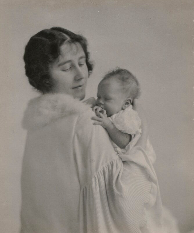 Queen elizabeth, the queen mother when duchess of york; queen elizabeth ii when princess elizabeth of york npg x199599