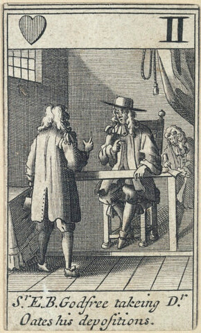 'Sr E.B. Godfree takeing Dr Oates his depositions' (Sir Edmund Berry Godfrey; Titus Oates) NPG D23012(l)