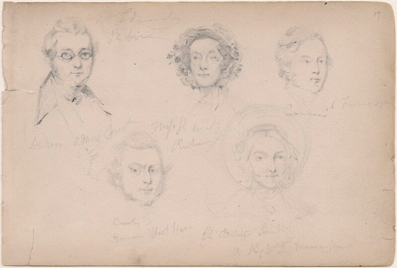 Mr edward; miss roberts and three unknown sitters npg d23313(32)