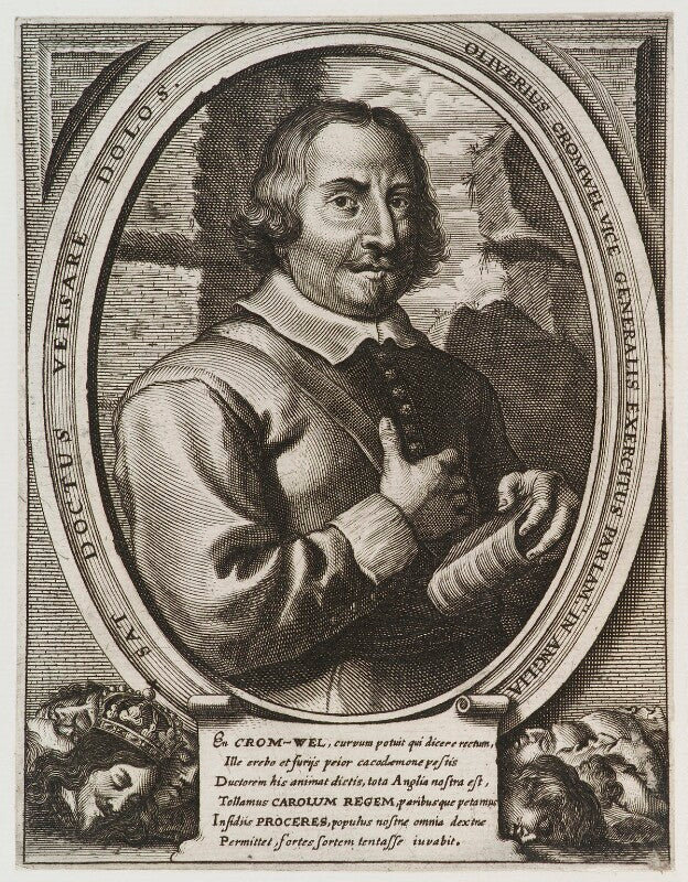 Oliver cromwell with severed head of king charles i npg d19907