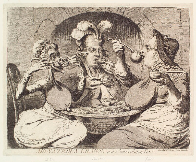 'monstrous craws, at a new coalition feast' (charlotte of mecklenburg strelitz; king george iv; king george iii) npg d13061
