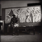 Gustav Metzger practicing for a public demonstration of Auto-destructive art using acid on nylon NPG x134798