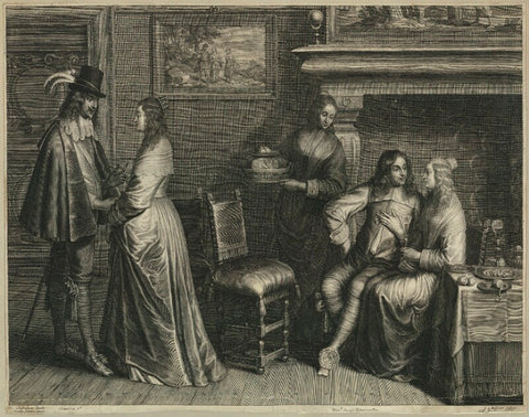 'Two young men with their ladies in a room' NPG D28653