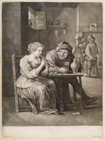 Woman playing a pipe in a tavern NPG D11752