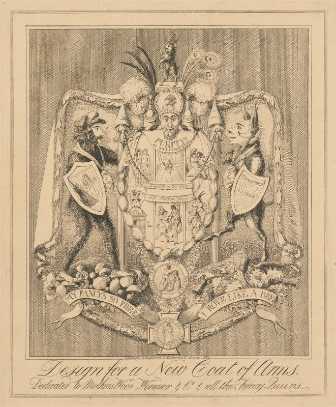 Design for a new coat of arms. dedicated to mothers wood, windsor & co. & all the fancy queens. npg d17907a