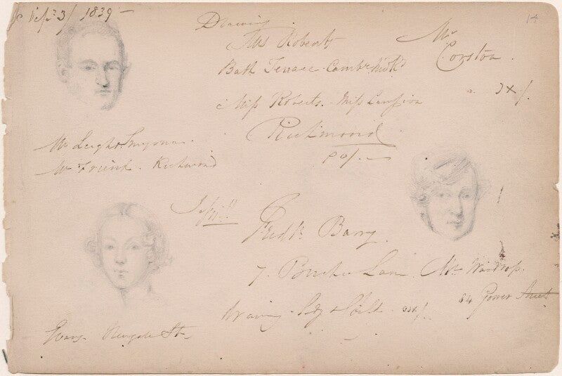 Sketchbook notes with three unknown sitters npg d23313(22)