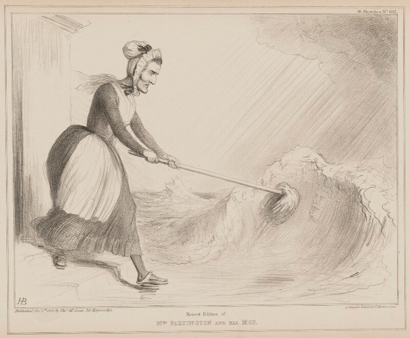 Newest edition of mrs partington and her mop (hugh fortescue, 2nd earl fortescue; daniel o'connell) npg d41591